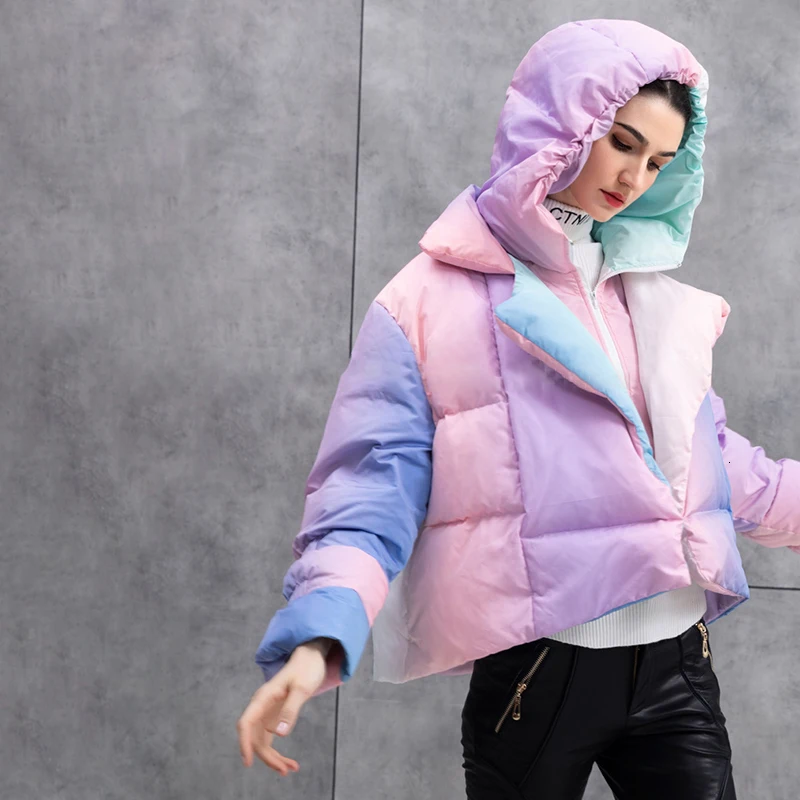 Loose Fit Colorful Big Size Down Jacket New Hooded Long Sleeve Warm Women Parkas Fashion Tide Autumn Winter 2020 Y947
Loose Fit Colorful Big Size Down Jacket New Hooded Long Sleeve Warm Women Parkas Fashion Tide Autumn Winter 2020 Y947
