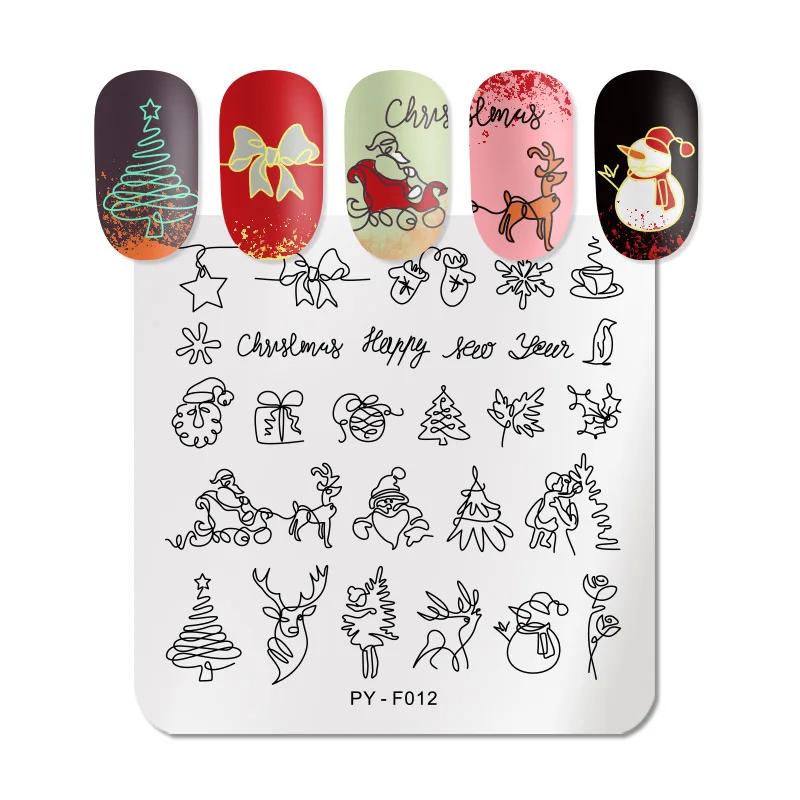 PICT YOU рождественские праздничные штамповочные пластины для ногтей с новым годом |