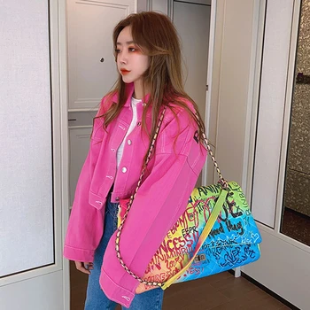 Spring Womens Streetwear Denim Cropped Jacket Fall 2020 Long Sleeve Ripped Cowboy Bomber Coat Harajuku red yellow Clothes NZY168
Spring Womens Streetwear Denim Cropped Jacket Fall 2020 Long Sleeve Ripped Cowboy Bomber Coat Harajuku red yellow Clothes NZY168