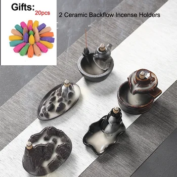 2 Ceramic Backflow Incense Holders Waterfall Incense Burners, Aromatherapy Ornament Home Decor with 20 Backflow Incense Cones
2 Ceramic Backflow Incense Holders Waterfall Incense Burners, Aromatherapy Ornament Home Decor with 20 Backflow Incense Cones