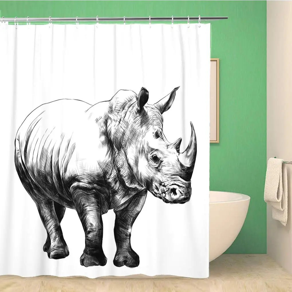 Bathroom Shower Curtain Rhinoceros Rhino Sketch Black Drawing Animal Outline Walking Activity Polyester Fabric 72x78 inches
Bathroom Shower Curtain Rhinoceros Rhino Sketch Black Drawing Animal Outline Walking Activity Polyester Fabric 72x78 inches
