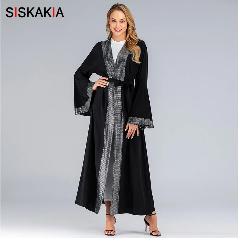 Siskakia Open Abaya Dubai Fashion Sequin Patchwork kimono Party Evening Wears Kaftans & Jubah Black Flare Sleeve 2019 New
Siskakia Open Abaya Dubai Fashion Sequin Patchwork kimono Party Evening Wears Kaftans & Jubah Black Flare Sleeve 2019 New