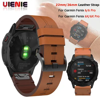 

UIENIE Fenix 6 6X 6S Wristband 22mm 26mm 20mm Quick Fit Genuine Leather Watch Band Strap for Garmin Fenix 5/5X/5S/Forerunner 945