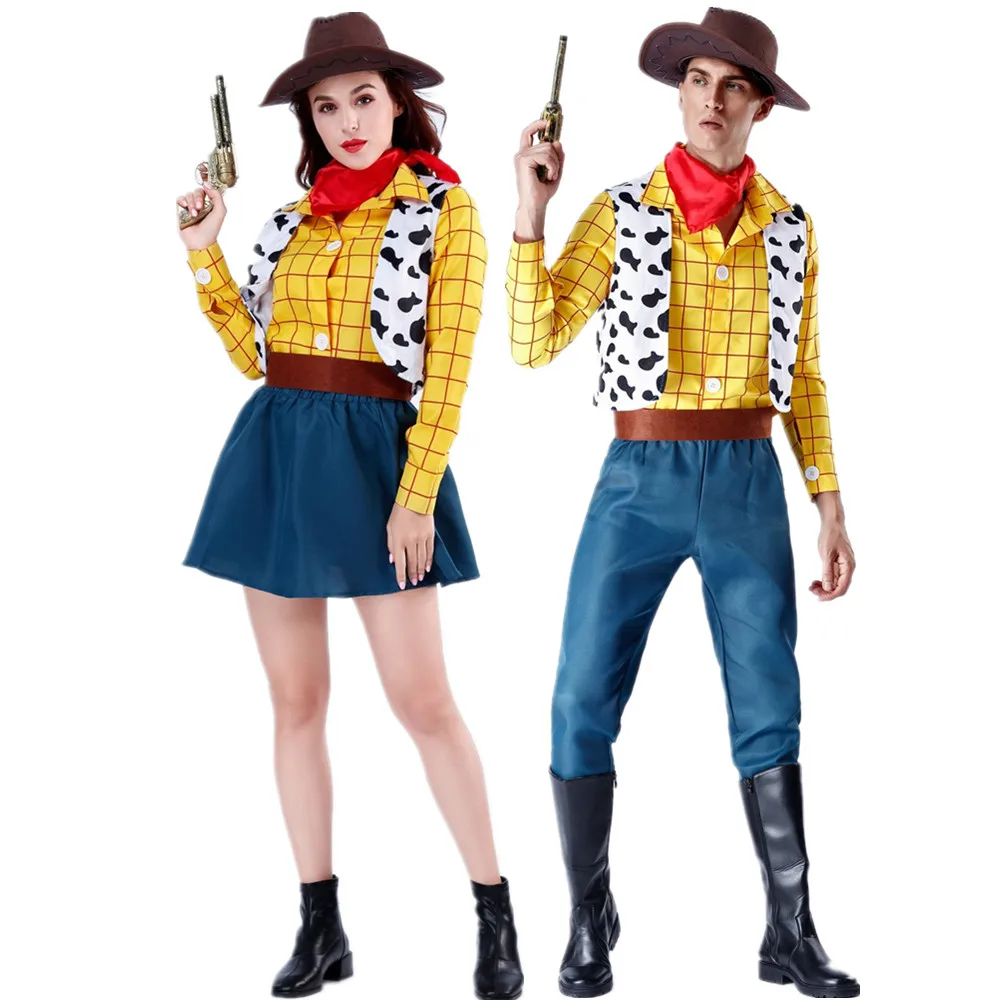 Фото Взрослые ковбойские костюмы для косплея Маскарадные на Хэллоуин мужчин и женщин