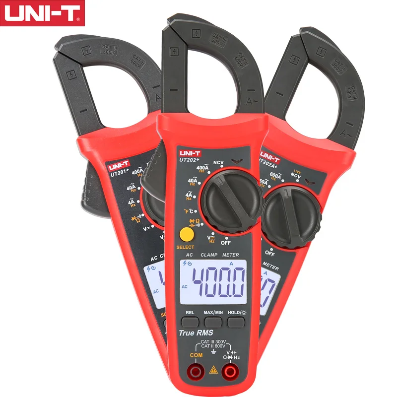 UNI-T UT201+/UT202+/UT203+/UT204+/UT202+ 400-600A digital clamp meter; automatic range true RMS high precision multimeter
UNI-T UT201+/UT202+/UT203+/UT204+/UT202+ 400-600A digital clamp meter; automatic range true RMS high precision multimeter