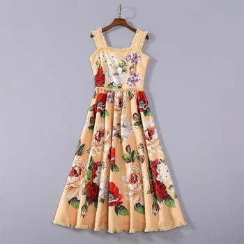 European and American women's clothing 2020 summer new style Condole belt The peony print Fashionable cotton and linen dress
European and American women's clothing 2020 summer new style Condole belt The peony print Fashionable cotton and linen dress