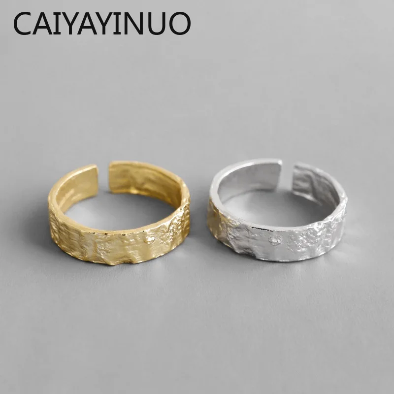 CAIYAYINUO Gold Color Irregular Concave-convex Aluminum foil Simple Ring 925 Sterling Silver Open Ring For Women Anti-Allergy
CAIYAYINUO Gold Color Irregular Concave-convex Aluminum foil Simple Ring 925 Sterling Silver Open Ring For Women Anti-Allergy