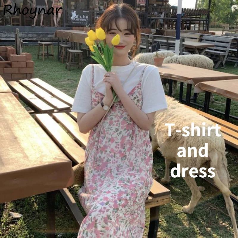 Women Set French Style Floral Summer Simple Vintage Aesthetic T-shirt Dress Student Cozy Stylish Ins Design Female Classy Tender
Women Set French Style Floral Summer Simple Vintage Aesthetic T-shirt Dress Student Cozy Stylish Ins Design Female Classy Tender