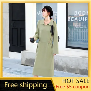 Polo Collar Loose Dress 2020 New Waist Hugging Slimming Jersey Dress Base Woolen Skirt Chinese Fashion Clothing Ladies Clothes
Polo Collar Loose Dress 2020 New Waist Hugging Slimming Jersey Dress Base Woolen Skirt Chinese Fashion Clothing Ladies Clothes