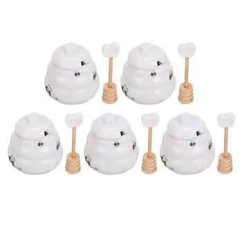 5PCS Ceramic Honey Pot Creative Jam Jar Set with Dipper and Lid for Home Kitchen Gift
5PCS Ceramic Honey Pot Creative Jam Jar Set with Dipper and Lid for Home Kitchen Gift