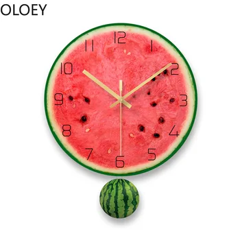 Cute Kids Room Wall Clock Modern Design Fruit Swing Clock Wall Decor Modern Acrylic Cool Watermelon Creative Wall Red and Green
Cute Kids Room Wall Clock Modern Design Fruit Swing Clock Wall Decor Modern Acrylic Cool Watermelon Creative Wall Red and Green
