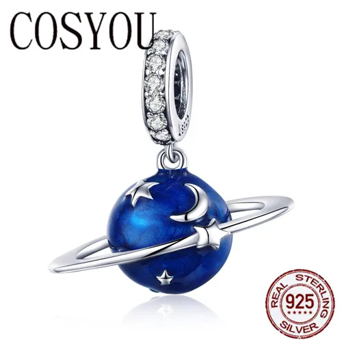 COSYOU 925 Sterling Silver Secret Planet Moon Star Pendant Blue Enamel Charms Fit Charm Bracelets Necklace Silver Jewelry SCC933 
COSYOU 925 Sterling Silver Secret Planet Moon Star Pendant Blue Enamel Charms Fit Charm Bracelets Necklace Silver Jewelry SCC933