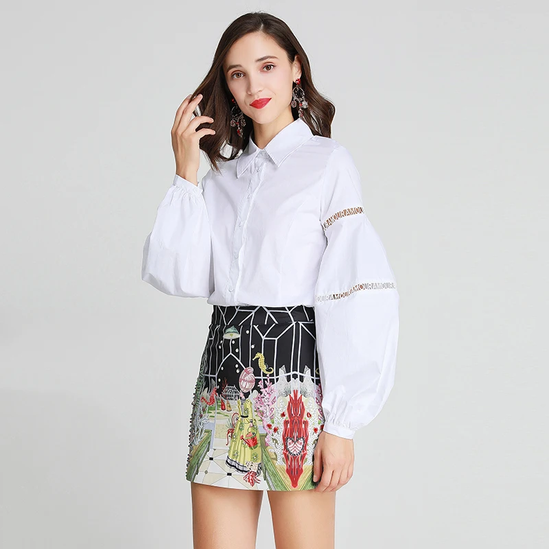 VERDEJULIAY Casual Set 2020 Summer Spring New Fashion Lantern Sleeve White Hollow Shirt + Cartoon Flowers Print Mini Skirt Su
VERDEJULIAY Casual Set 2020 Summer Spring New Fashion Lantern Sleeve White Hollow Shirt + Cartoon Flowers Print Mini Skirt Su