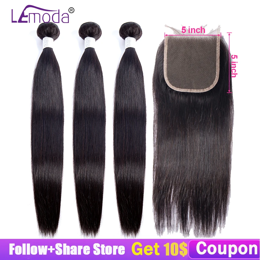 Straight Human Hair 3 Bundles With 5x5 Closure Brazilian Hair Weave Bundles Natural Color Remy Hair Extension Lemoda Hair
Straight Human Hair 3 Bundles With 5x5 Closure Brazilian Hair Weave Bundles Natural Color Remy Hair Extension Lemoda Hair