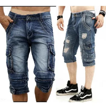 Men Cargo Washed Denim Shorts Men's Retro Washed Overalls Jeans Multi-pocket Casual Denim Cropped Pants Over The Knee Jeans
Men Cargo Washed Denim Shorts Men's Retro Washed Overalls Jeans Multi-pocket Casual Denim Cropped Pants Over The Knee Jeans