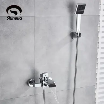 Chrome Bathtub Faucet Hot Cold Mixer Crane Tap Wall Mount Black ABS plastic Hand shower Single Handle Waterfall Spout
Chrome Bathtub Faucet Hot Cold Mixer Crane Tap Wall Mount Black ABS plastic Hand shower Single Handle Waterfall Spout