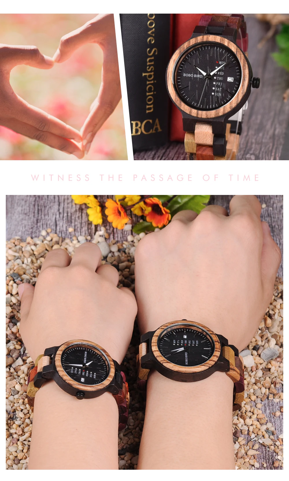BOBO BIRD Lovers Day & Date Display Wood Couple Watches BOBO BIRD Lovers Day & Date Display Wood Couple Watches
