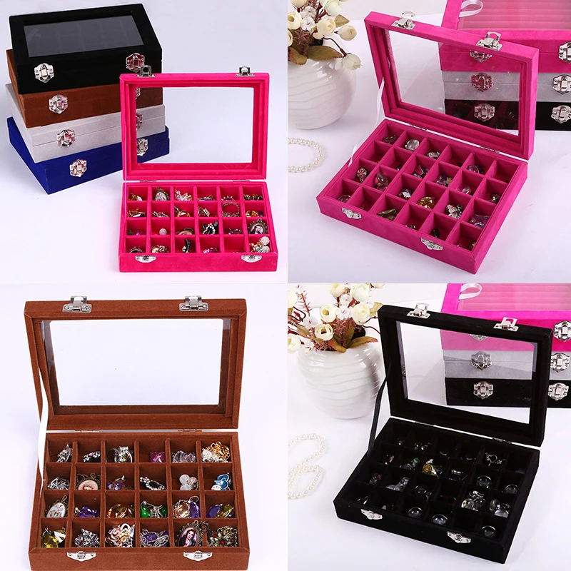 12/24 Grid Jewelry Tray Box Removable Display Case Organizer Glass Top Lid & Lock D20
12/24 Grid Jewelry Tray Box Removable Display Case Organizer Glass Top Lid & Lock D20
