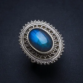 Natural Blue Fire Labradorite Handmade Unique 925 Sterling Silver Ring, US size 7.5 T7263
Natural Blue Fire Labradorite Handmade Unique 925 Sterling Silver Ring, US size 7.5 T7263