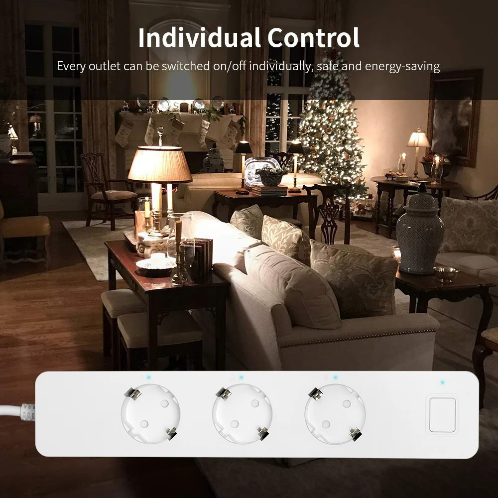 Hot New Smart Wi-Fi Power Strip Independent Control Voice Control Compatible for Alexa/ Google Home APP Remote Control Timing Fu
Hot New Smart Wi-Fi Power Strip Independent Control Voice Control Compatible for Alexa/ Google Home APP Remote Control Timing Fu