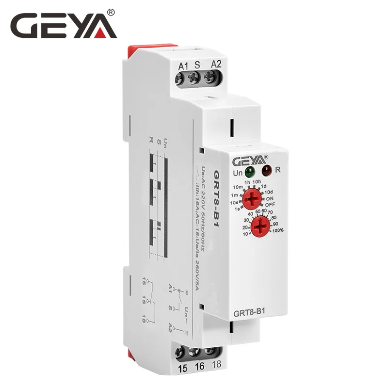 

Free Shipping GEYA GRT8-B Off Delay Time Relay Electronic 16A AC230V OR AC/DC12-240V with CE CB Certificate