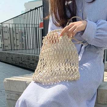 New Handmade Braided Beach Bag For Women Casual Straw Hollow Out Shoulder Bags Net Shaped Handbags Ladies 
New Handmade Braided Beach Bag For Women Casual Straw Hollow Out Shoulder Bags Net Shaped Handbags Ladies