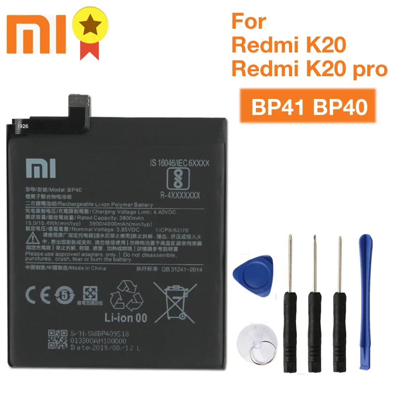 Xiao Mi Xiaomi Mi Original Phone Battery BP41 BP40 For K20Pro Mi9T Pro K20 3900mAh Replacement Battery + Tool
Xiao Mi Xiaomi Mi Original Phone Battery BP41 BP40 For K20Pro Mi9T Pro K20 3900mAh Replacement Battery + Tool