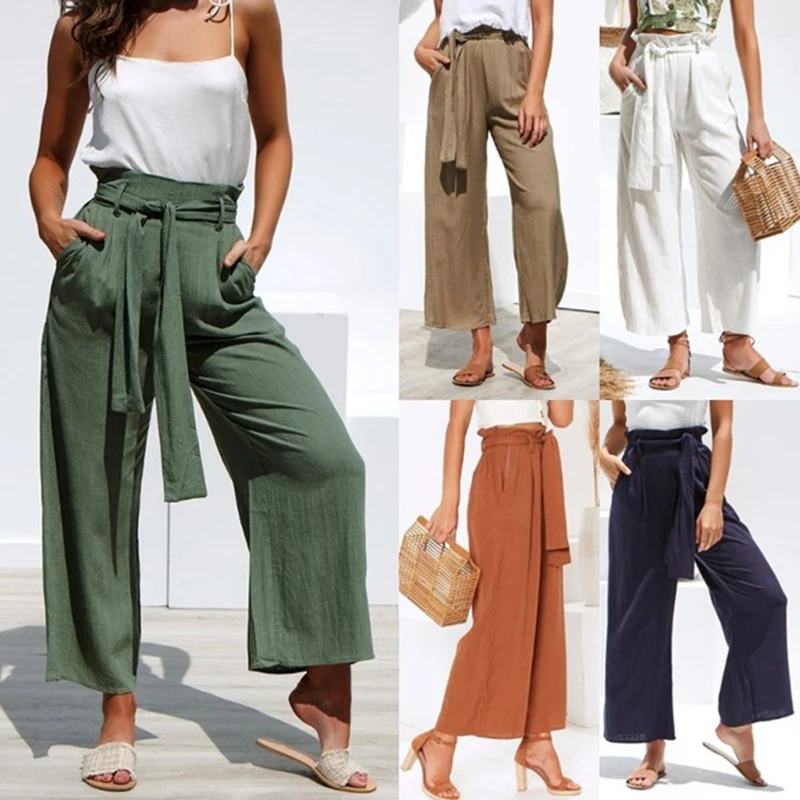 Fashion Joint Wide Leg Pants High Waist Lace Up Multi Color Loose Straight Pants Cotton Hemp Women Casual Pants
Fashion Joint Wide Leg Pants High Waist Lace Up Multi Color Loose Straight Pants Cotton Hemp Women Casual Pants