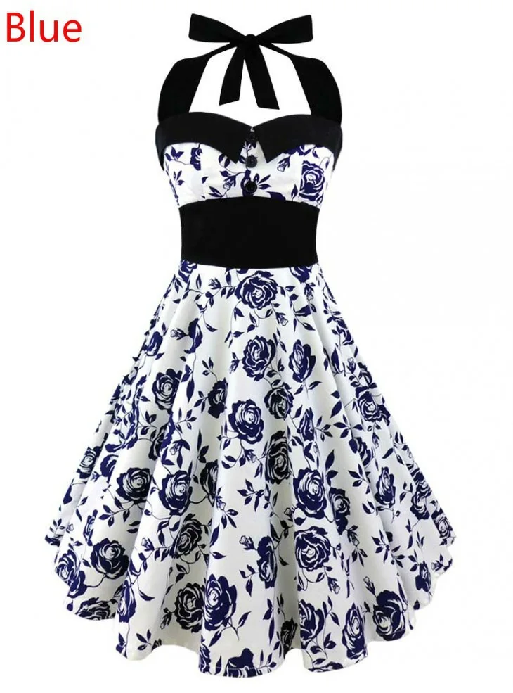 Hot Sale Halter Dress Summer Women 2019 Sleeveless Floral Print femme Elegant Vintage Dresses Retro Rockabilly Prom Party Dress
Hot Sale Halter Dress Summer Women 2019 Sleeveless Floral Print femme Elegant Vintage Dresses Retro Rockabilly Prom Party Dress