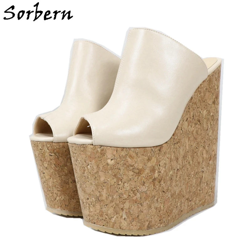 

Sorbern 20cm High Heel Slippers Floral Wedges Platform Open Toe Slip On Thick Platform Heels Unisex Custom Multi Colors