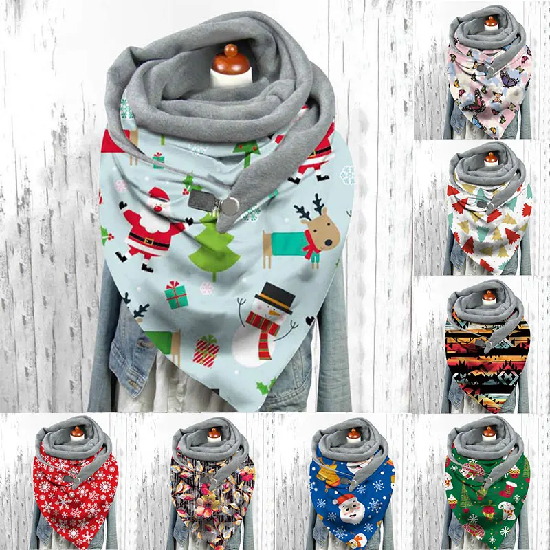 Button Scarf Wraps Multi-purpose Shawl Triangle Scarves Women Christmas Printing Scarf Neck Warm Polyester Triangle Scarf
Button Scarf Wraps Multi-purpose Shawl Triangle Scarves Women Christmas Printing Scarf Neck Warm Polyester Triangle Scarf