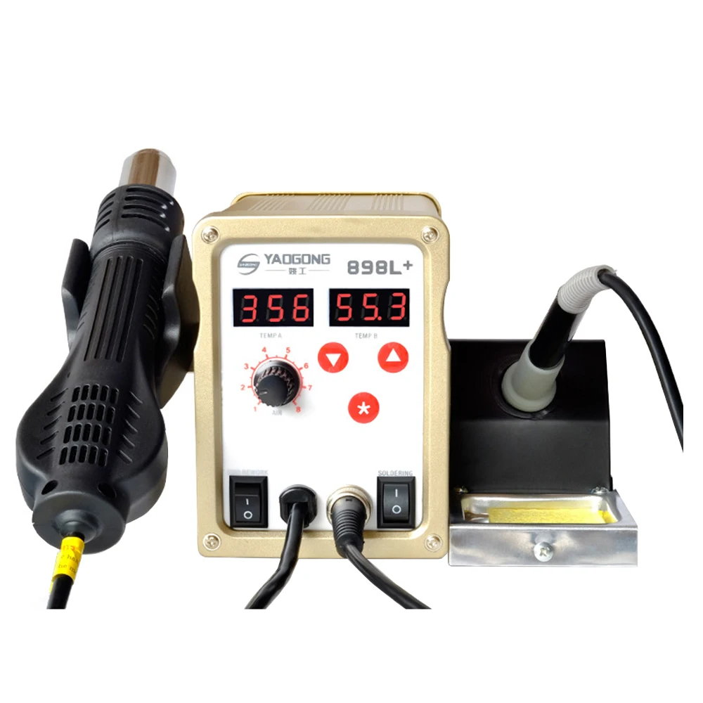YAOGONG 898L+ Desoldering Station Hot Air Gun soldering iron 2-in-1 Digital Display Adjustable Mobile Phone Repair
YAOGONG 898L+ Desoldering Station Hot Air Gun soldering iron 2-in-1 Digital Display Adjustable Mobile Phone Repair