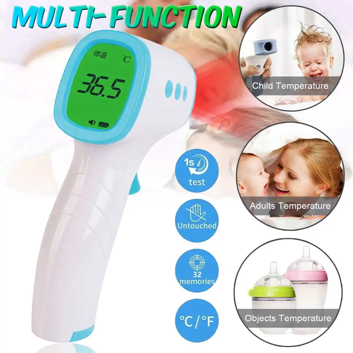 Non-contact Infrared Thermometer Digital LCD Baby Body Forehead Ear Thermometer Home Outdoor Portable Temperature Meter Drop
Non-contact Infrared Thermometer Digital LCD Baby Body Forehead Ear Thermometer Home Outdoor Portable Temperature Meter Drop