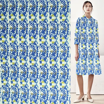 Blue totem design pure silk crepe de chine silk fabric pure silk fabric,SCDC1072 
Blue totem design pure silk crepe de chine silk fabric pure silk fabric,SCDC1072