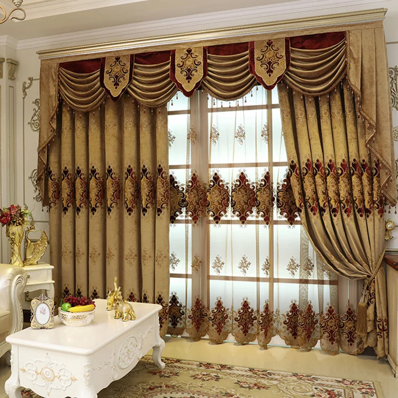 Coffee Thick Chenille Blackout Curtains For Living Room Bedroom Embroidered Tulle Curtain Custom European Style Home Decor 117#4
Coffee Thick Chenille Blackout Curtains For Living Room Bedroom Embroidered Tulle Curtain Custom European Style Home Decor 117#4