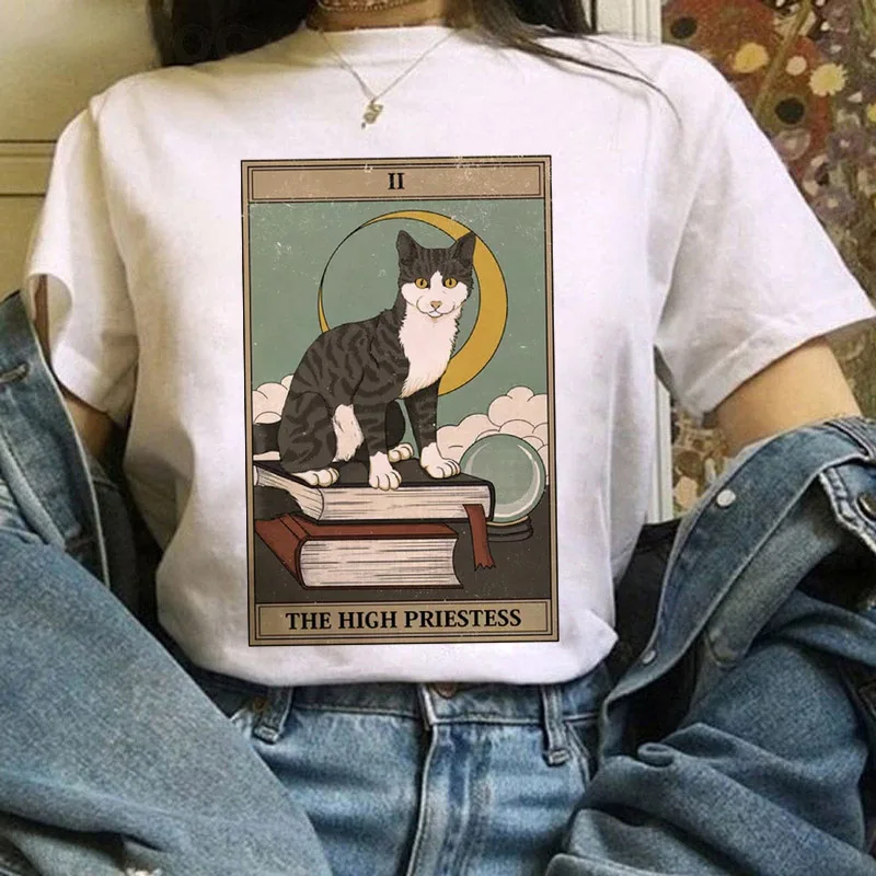Женские футболки с рисунками из мультфильмов модная Таро кошка Женская футболка