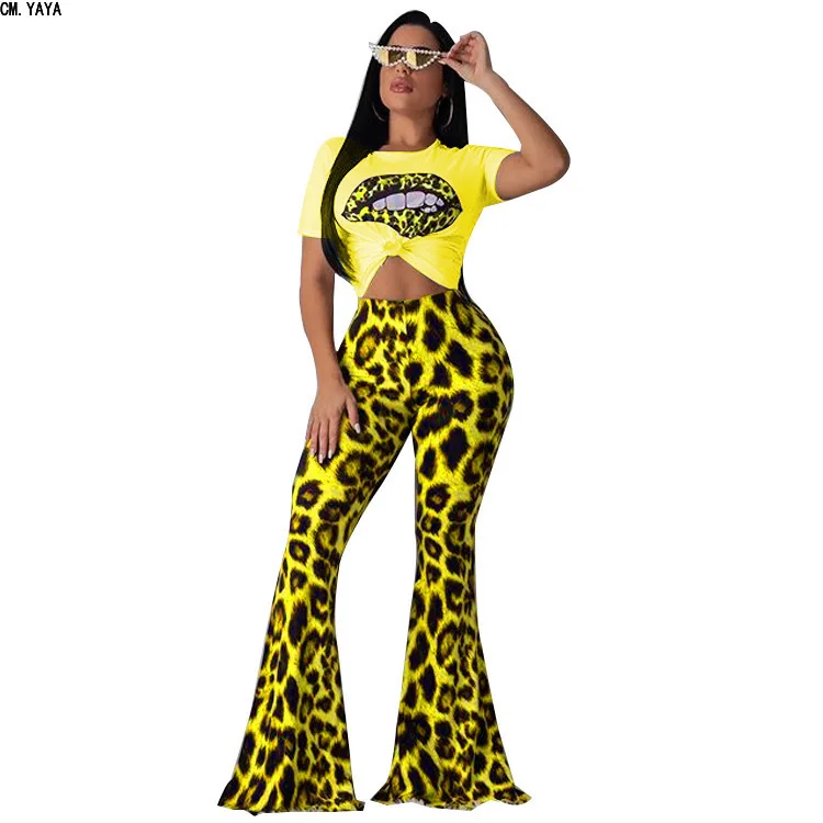 CM.YAYA Leopard Two Piece Set casual Summer Clothes o-neck t shirt Short Sleeve Top Flared trousers Suit for Women CMDF0682
CM.YAYA Leopard Two Piece Set casual Summer Clothes o-neck t shirt Short Sleeve Top Flared trousers Suit for Women CMDF0682