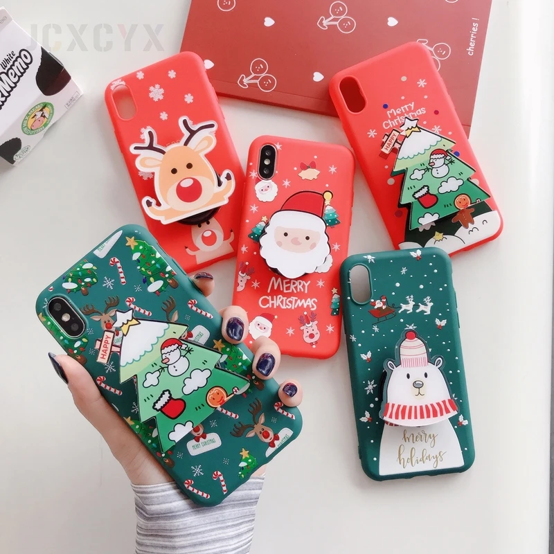 3D Cute Merry Christmas Tree Snowman Santa deer Holder stand Soft phone case for iphone X XR XS 11 Pro Max 7 8 plus cover gift
3D Cute Merry Christmas Tree Snowman Santa deer Holder stand Soft phone case for iphone X XR XS 11 Pro Max 7 8 plus cover gift