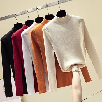 Half Turtleneck Sweater Women Pullovers 2019 New Korean Style Elasticity Knitted Sweaters Casual Solid Female Tops
Half Turtleneck Sweater Women Pullovers 2019 New Korean Style Elasticity Knitted Sweaters Casual Solid Female Tops