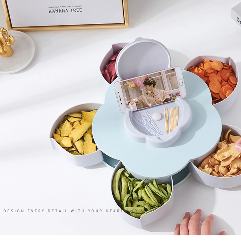 Home Double-layer storage box Flower Petal Candy Box Nuts Case Snack multi-function Storage Box Container Rotating Fruit Plate
Home Double-layer storage box Flower Petal Candy Box Nuts Case Snack multi-function Storage Box Container Rotating Fruit Plate
