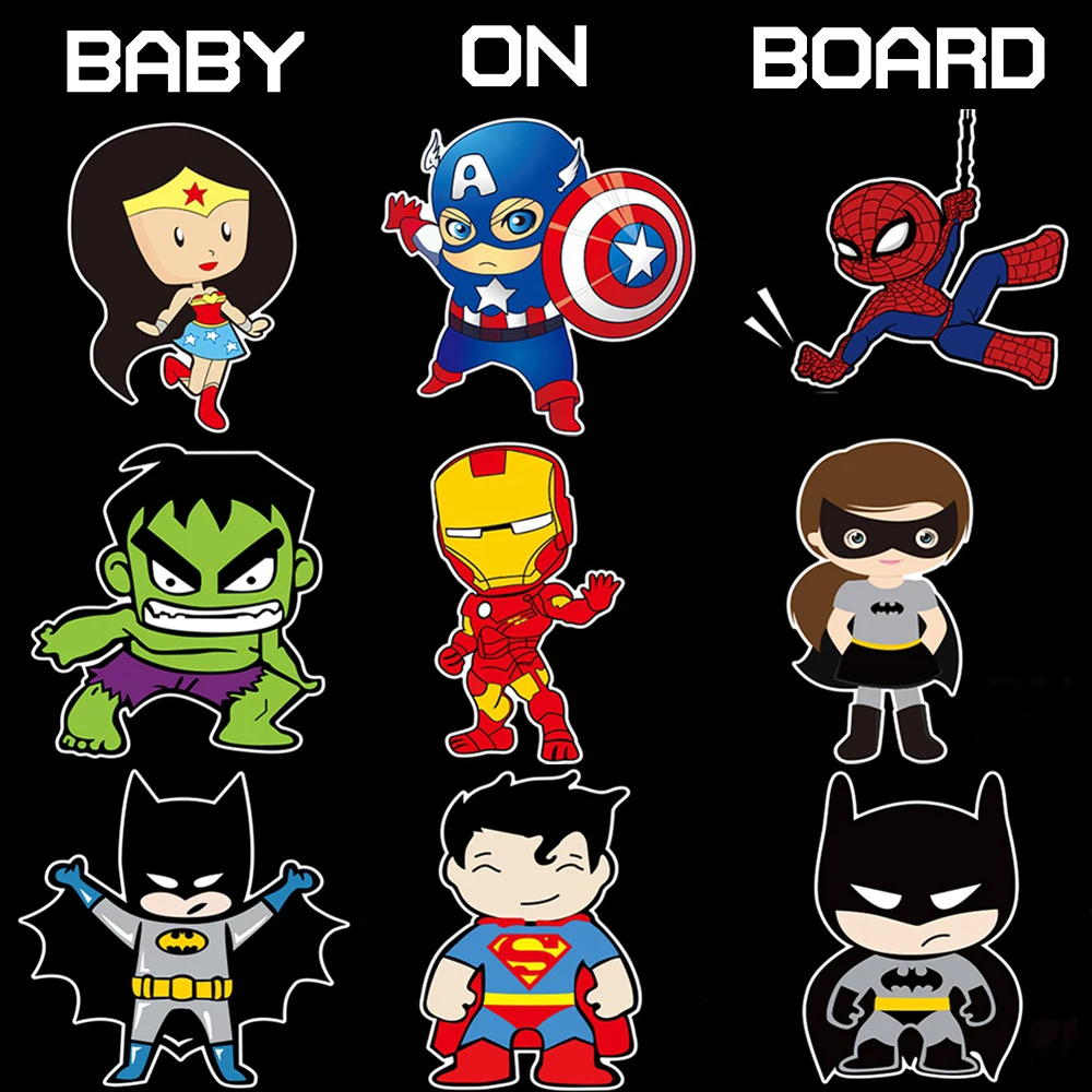 Superhero Baby on Board Car Stickers and Decals Cartoon Baby in Car Styling Sticker Funny KIDS ON BOARD Windshield Window Decal
Superhero Baby on Board Car Stickers and Decals Cartoon Baby in Car Styling Sticker Funny KIDS ON BOARD Windshield Window Decal