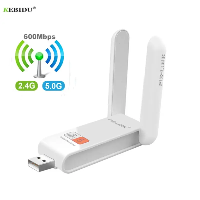 Беспроводной Wifi адаптер Kebidu беспроводной USB 600 Мбит/с Lan Ethernet 5G 2 4G Двухдиапазонная