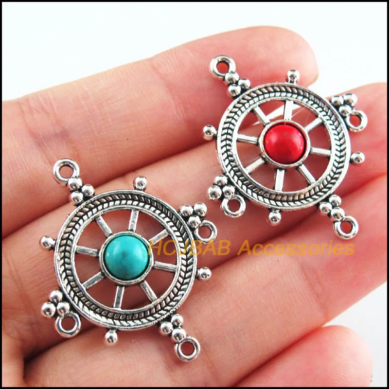 10Pcs Retro Tibetan Silver Tone Rudder Blue&Red Stone Charms Connectors 27.5x33.5mm
10Pcs Retro Tibetan Silver Tone Rudder Blue&Red Stone Charms Connectors 27.5x33.5mm