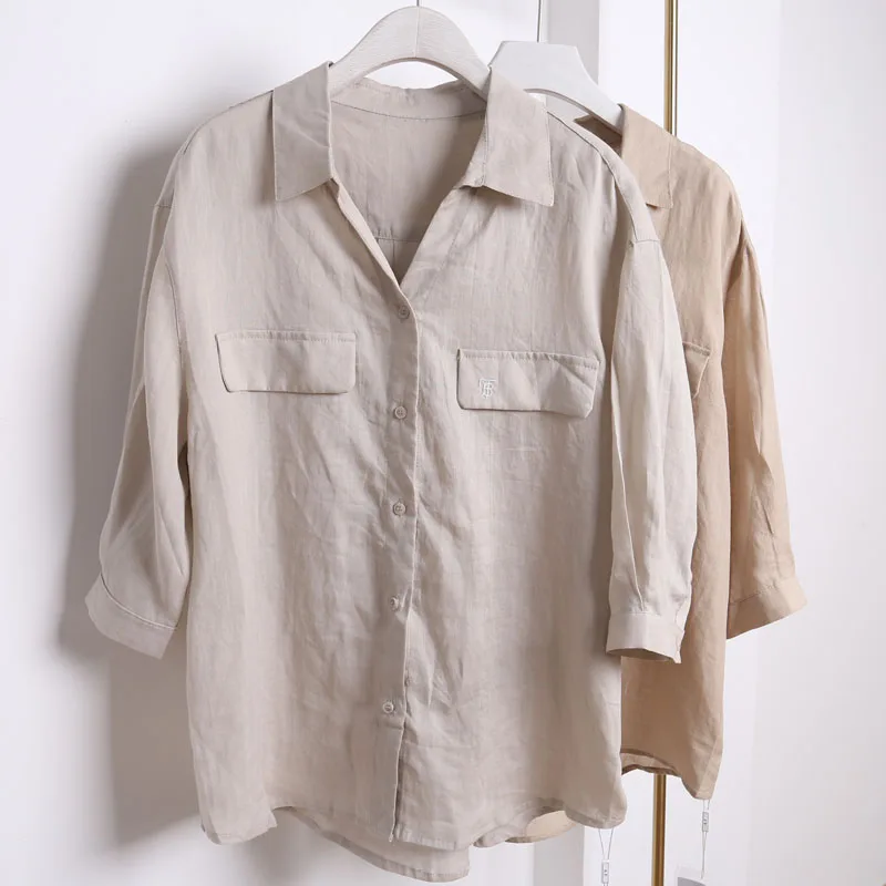 100% Linen Blouse Ladies Turn-down Collar Shirt Elbow sleeve Casual Linen Buttons Solid Color Blouse Tops
100% Linen Blouse Ladies Turn-down Collar Shirt Elbow sleeve Casual Linen Buttons Solid Color Blouse Tops
