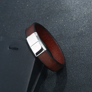 New 15mm Wide Bracelet Vintage Stainless Steel Magnet Buckle Genuine Leather Bracelet for Homme Brown/Yellow Accessories Jewelry
New 15mm Wide Bracelet Vintage Stainless Steel Magnet Buckle Genuine Leather Bracelet for Homme Brown/Yellow Accessories Jewelry