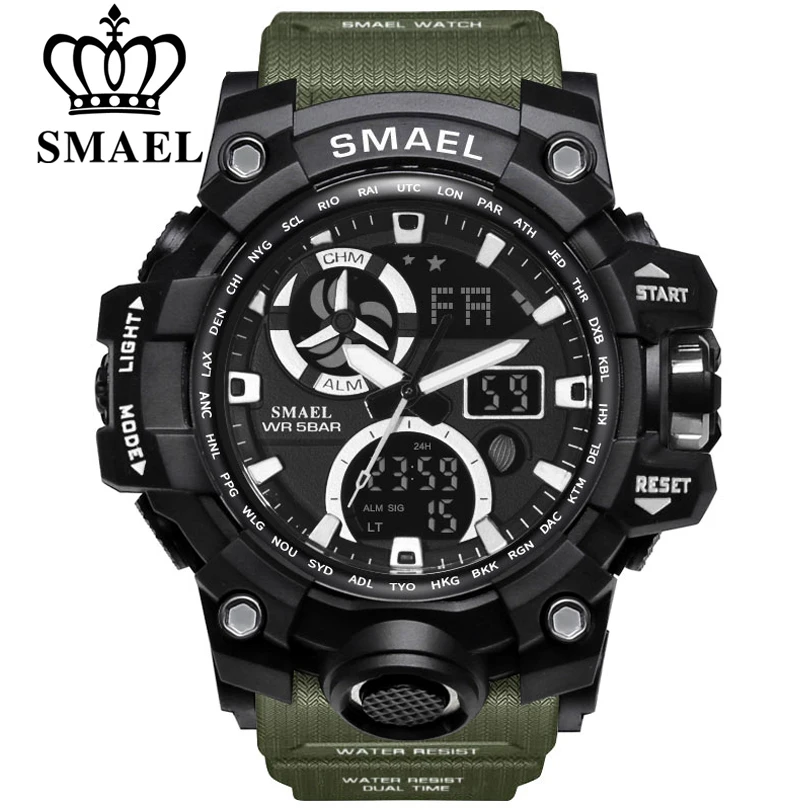 Мужские спортивные часы SMAEL водонепроницаемые цифровые наручные светодиодный
