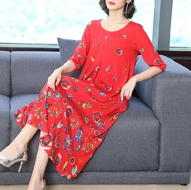 2019 Autumn-New Style Loose And Plus-sized WOMEN'S Dress Crew Neck Half-sleeve Shirt over-the-Knee Long Skirts A- line Skirt Pri
2019 Autumn-New Style Loose And Plus-sized WOMEN'S Dress Crew Neck Half-sleeve Shirt over-the-Knee Long Skirts A- line Skirt Pri