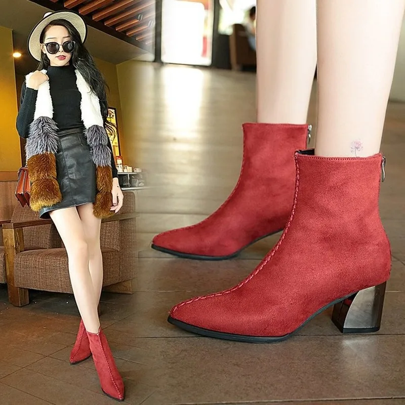 Spring/Autumn 2019 Women Shoes Martin Boots Flock Ankle Fashion Pointed High-heel Luxury Elegant Casual Shoes Woman Size 34-39
Spring/Autumn 2019 Women Shoes Martin Boots Flock Ankle Fashion Pointed High-heel Luxury Elegant Casual Shoes Woman Size 34-39