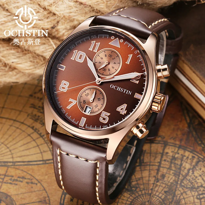 Ochstin Brand Hot Selling Casual Large Dial Quartz Watch Fashion Fashion Man Leather Belt Waterproof Velocity Metre
Ochstin Brand Hot Selling Casual Large Dial Quartz Watch Fashion Fashion Man Leather Belt Waterproof Velocity Metre