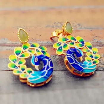 925 Silver Anti-Allergy Jade Vintage National Wind Peacock Earrings Woman
925 Silver Anti-Allergy Jade Vintage National Wind Peacock Earrings Woman